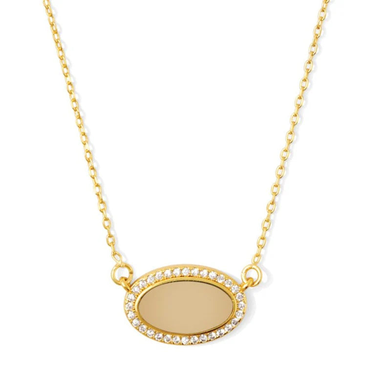 Pave Colorful Oval Necklace