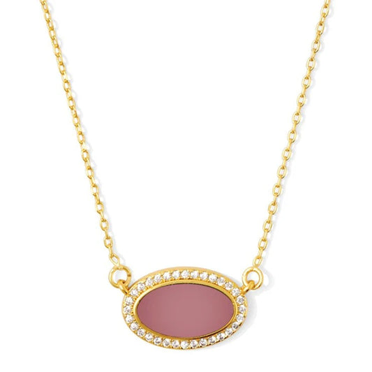 Pave Colorful Oval Necklace